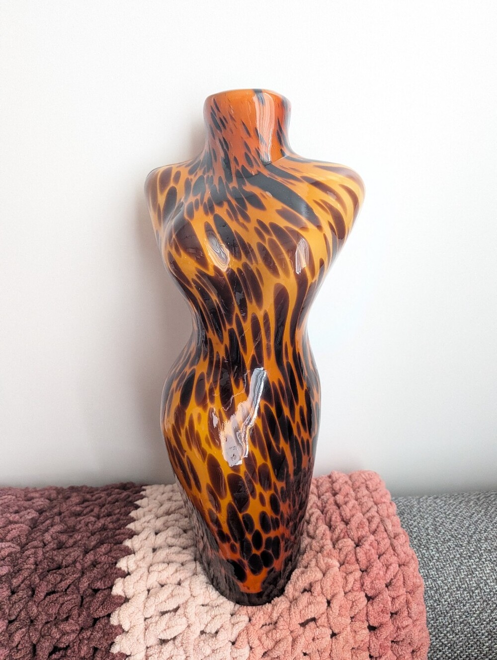 Vintage murano-style glass bust female feminine vase